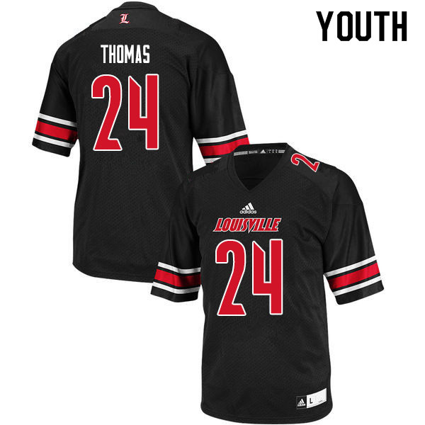Youth #24 Lamarques Thomas Louisville Cardinals College Football Jerseys Sale-Black - Click Image to Close